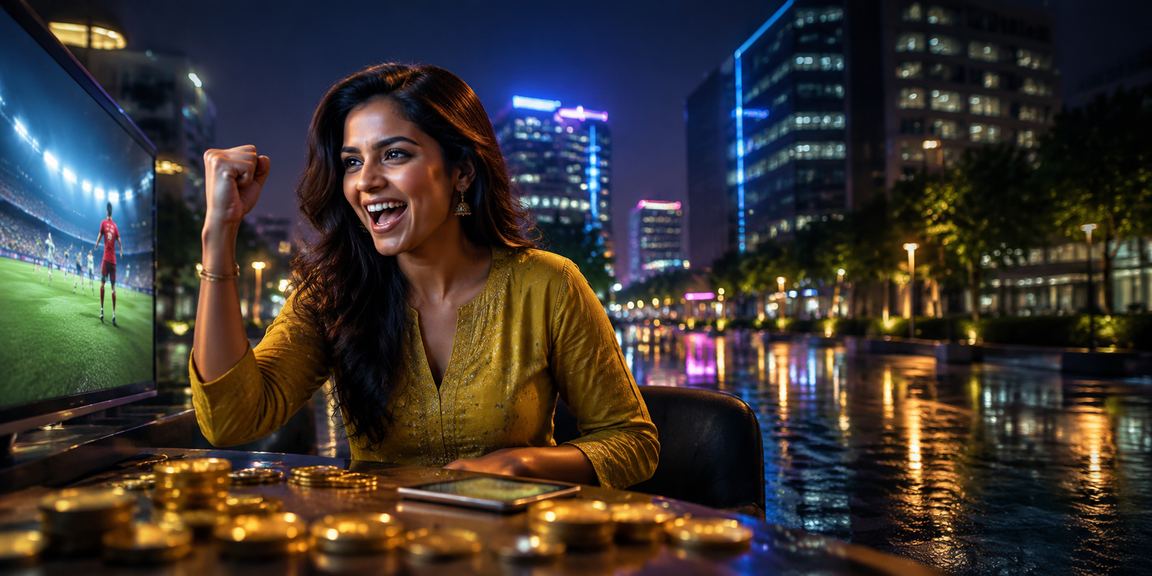 Indian woman playing Andar Bahar card game in traditional kurti