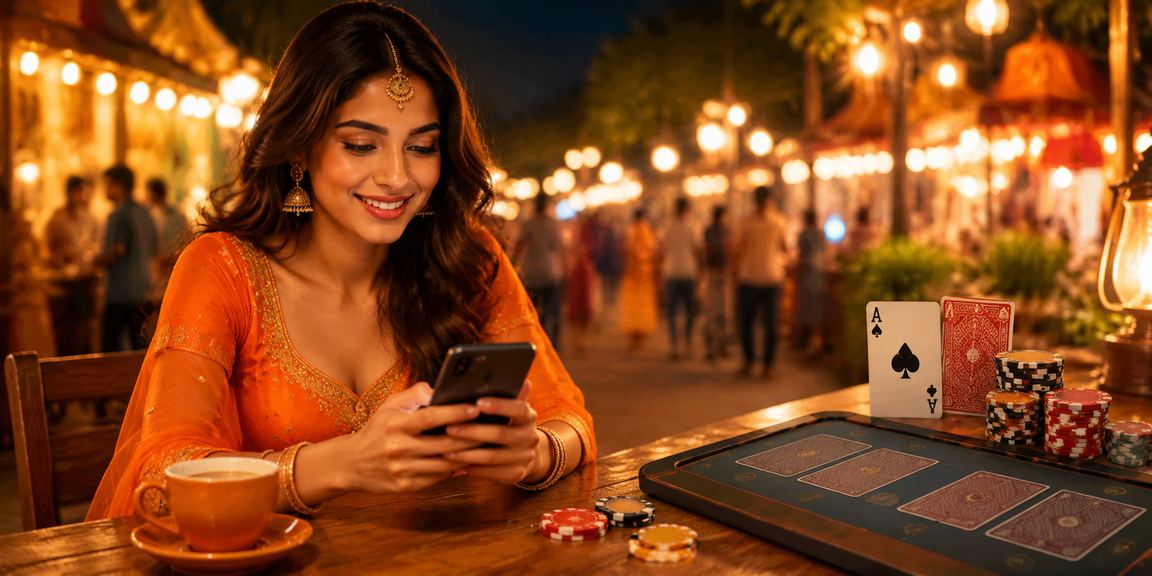 Indian casino night market with Andar Bahar games in lively atmosphere