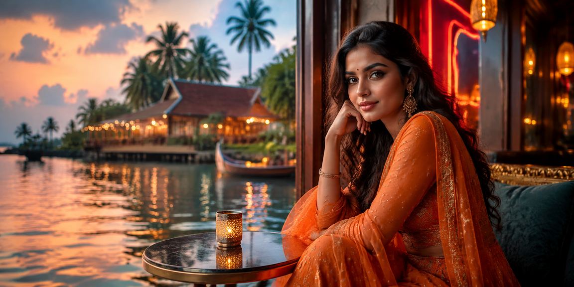 Kerala vibrant baccarat casino scene with Bollywood style